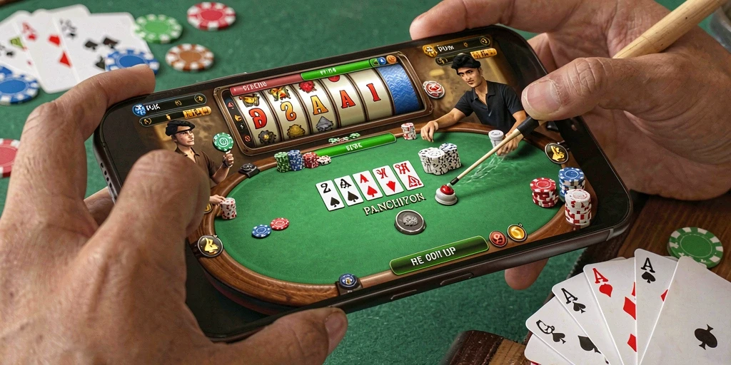 Tampilan awal SENIOR4D dengan karakter yang menarik.